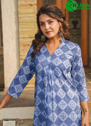 New Designer Blue Color And Rayon Cotton with Digital Print Kurti